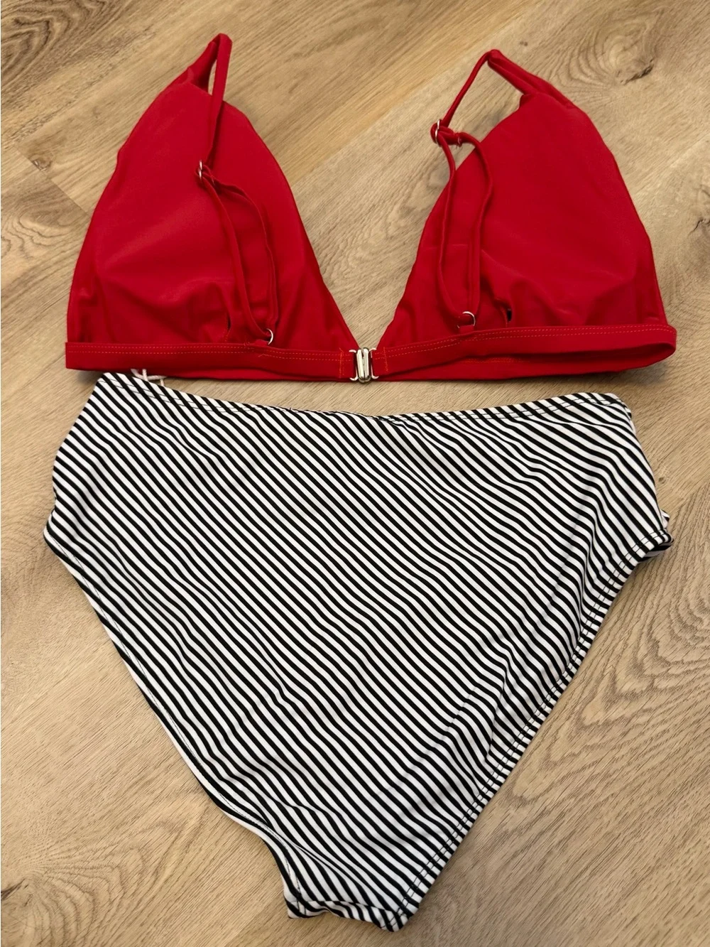 NWT Cupshe Red and Stripe Bikini Set